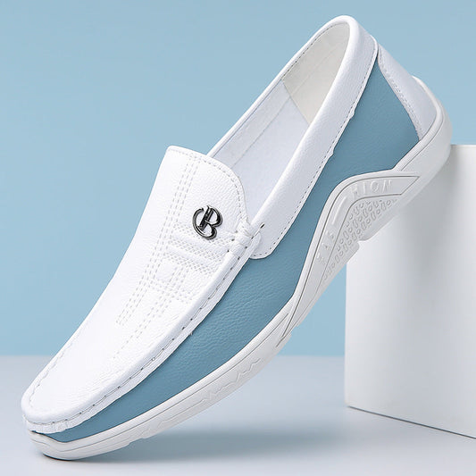 Men's two-tone slip-on loafers, elegant style, perfect for smart casual wear.
