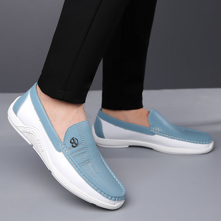 Comfortable two-tone slip-on loafers, men's dress and casual shoes for all day.