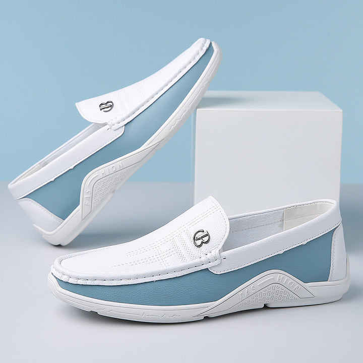 Stylish men's two-tone loafers, comfortable slip-on shoes for an elevated look.