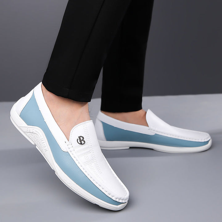 Classic men's two-tone loafers, versatile smart casual shoes for any occasion.
