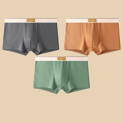 Essential 3-pack of men's no-roll boxer briefs. Soft, mid-rise, and sweat-wicking for ultimate comfort.