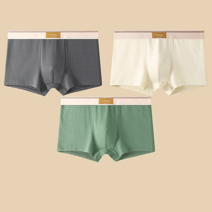 High-performance men's boxer briefs 3-pack with no-roll waistband. Ideal mid-rise and sweat-wicking design.