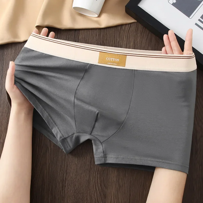 Close-up of comfortable men's boxer briefs with no-roll waistband, perfect for daily and active wear.