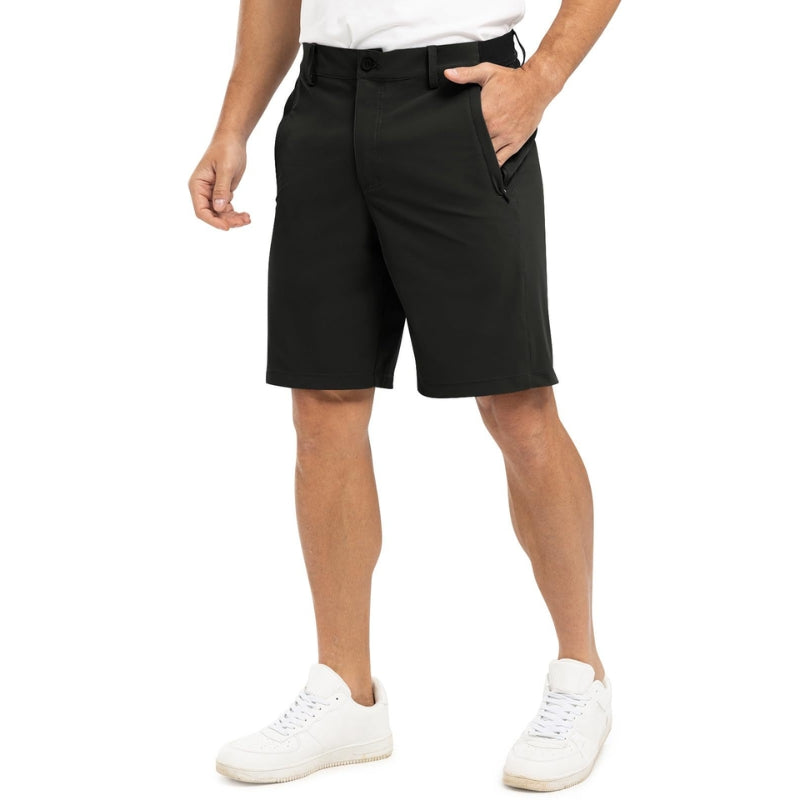 Lightweight men's stretch performance shorts, quick-drying and flexible for workouts.