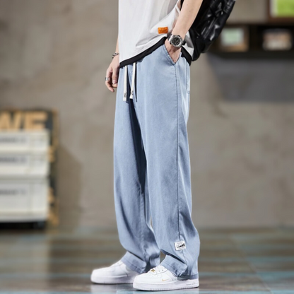 Comfortable men's relax-fit lounge pants. Soft fabric, elastic waist, straight leg for ultimate casual wear.