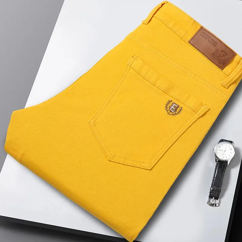 Relaxed fit men's stretch denim jeans, designed for maximum comfort, flexibility, and casual style.