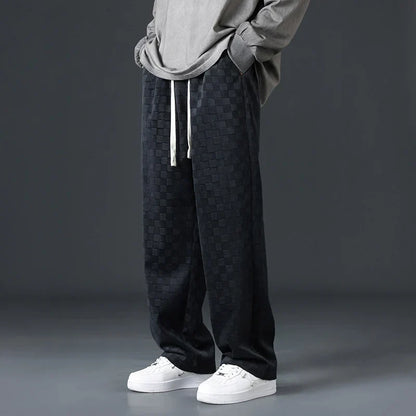 Black men's comfortable sweatpants, offering ultimate relaxed fit for lounge wear, casual outings & style.