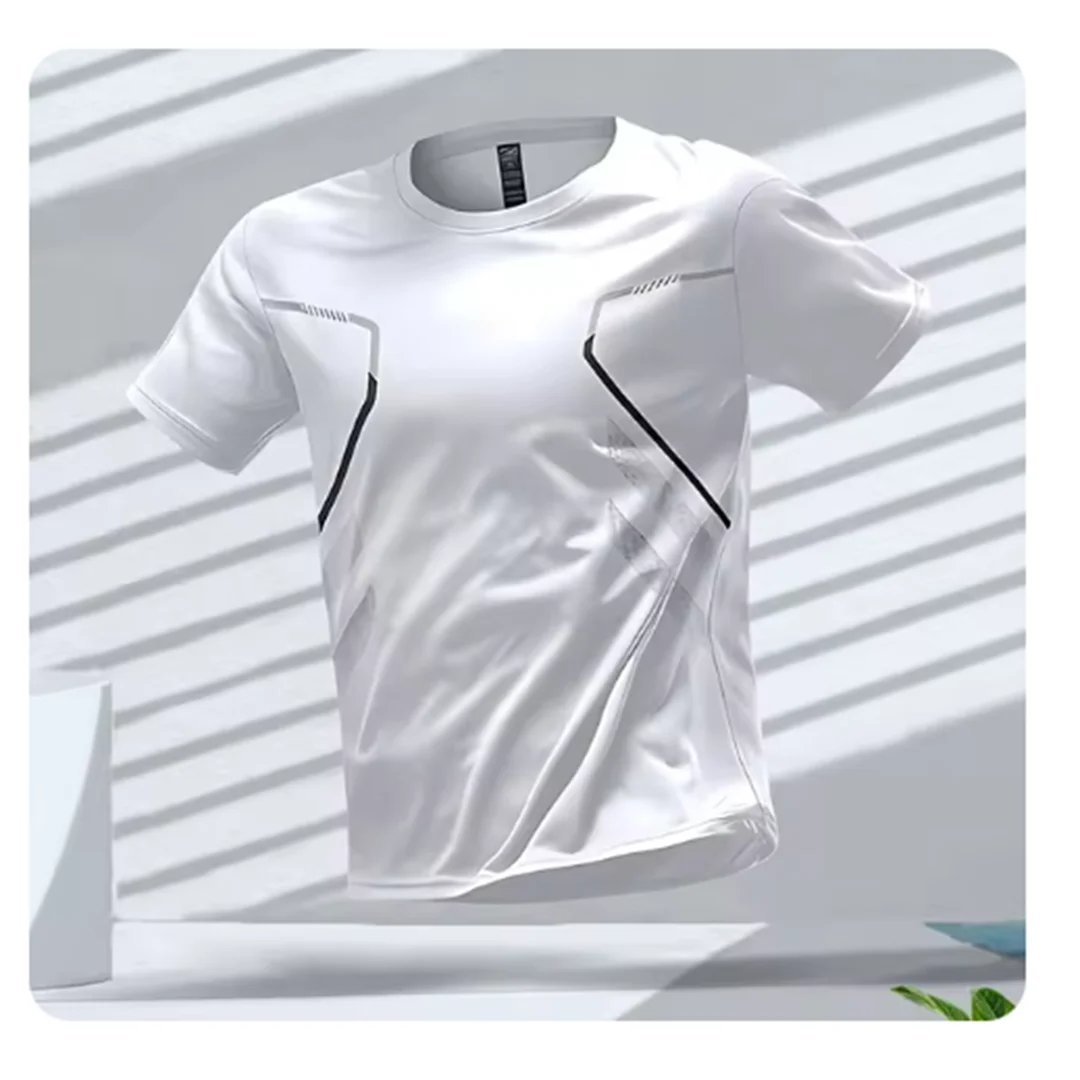 Men's quick-dry workout tee. This athletic performance top ensures you stay cool and comfortable during intense gym sessions.