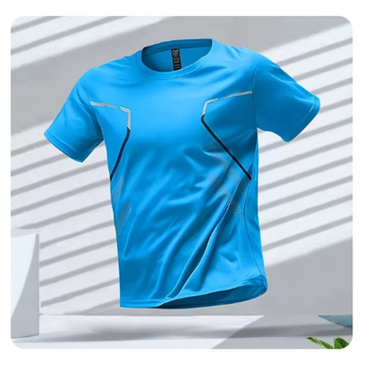 Durable men's sports tee, engineered with ultra-light fabric for superior breathability & agility in all conditions.