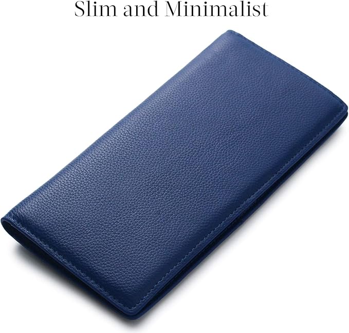 Everyday carry men's accessory: ultra-slim bifold leather wallet, RFID blocking card protection.