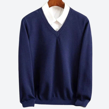 Men's ultra-soft cashmere pullover sweater. Warm, long-sleeve knit for winter comfort & elegant casual wear.