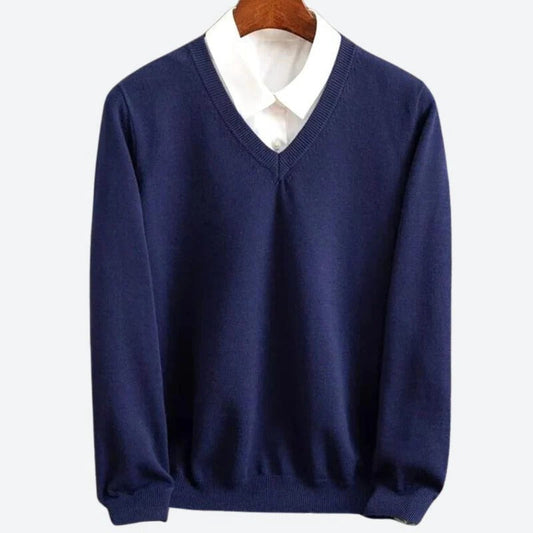 Men's ultra-soft cashmere pullover sweater. Warm, long-sleeve knit for winter comfort & elegant casual wear.
