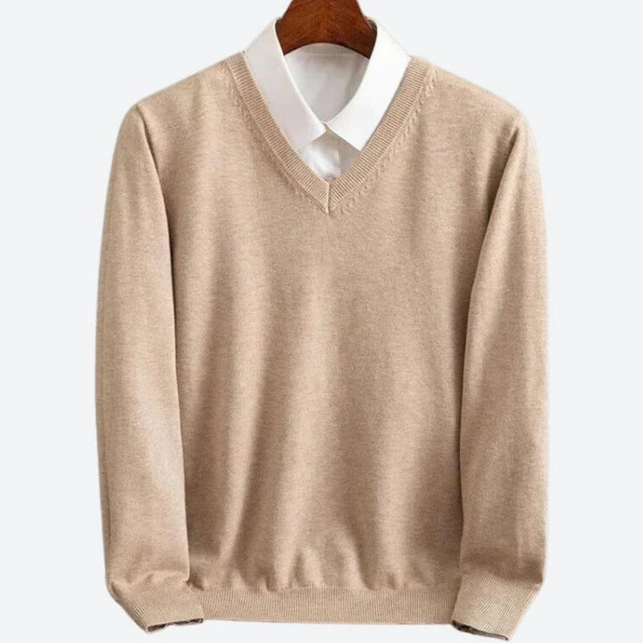 Comfortable men's ultra-soft cashmere sweater. A warm long-sleeve pullover for winter, casual wear & elegant style.