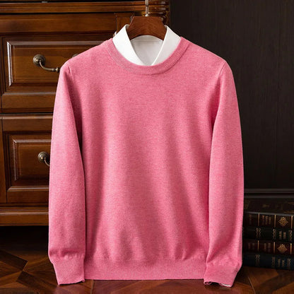 Stylish men's warm crewneck sweater pullover, ideal for casual everyday comfort.