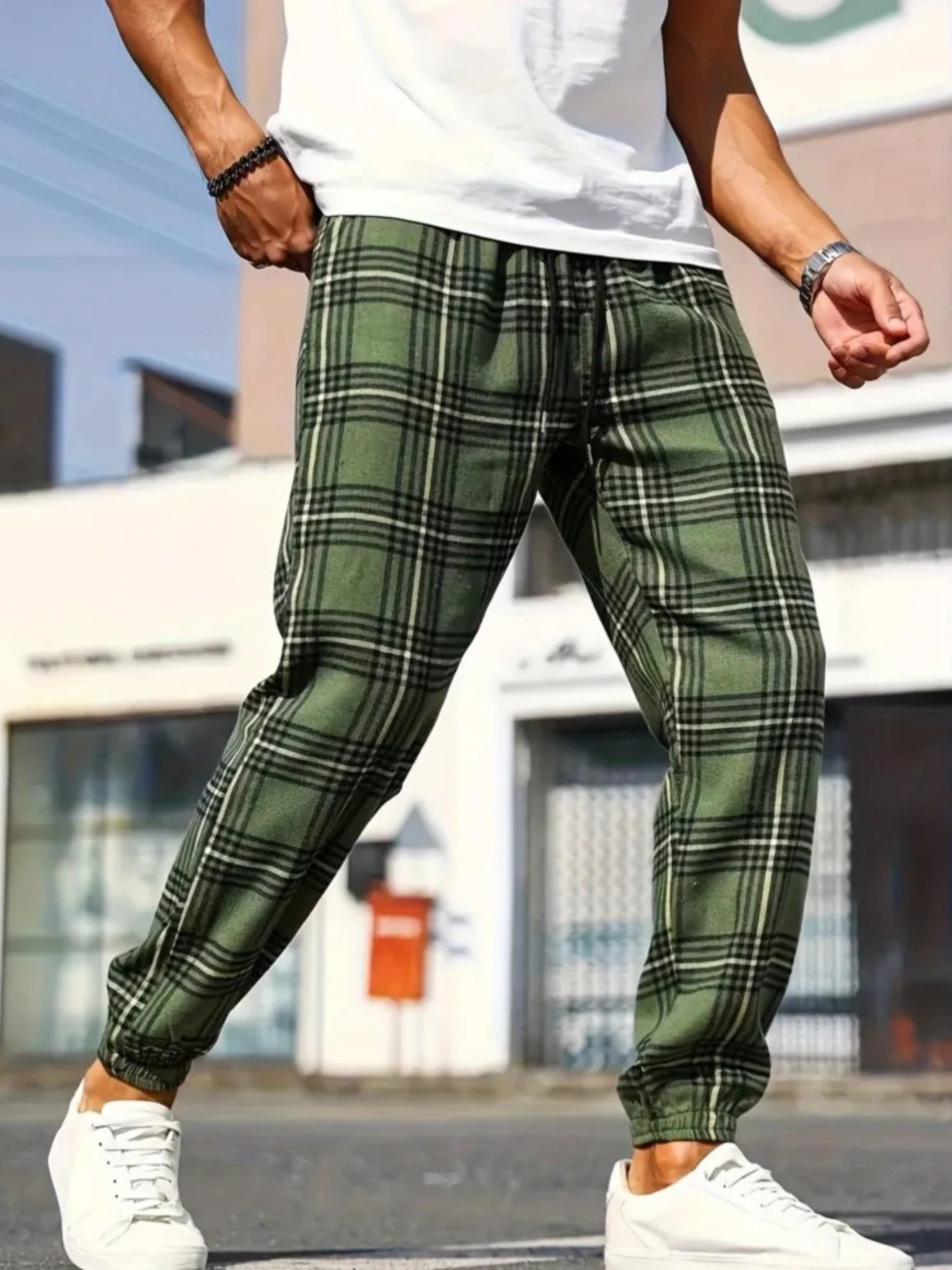 Breathable, soft flannel plaid joggers for men. Ideal casual pants & lounge wear comfort.