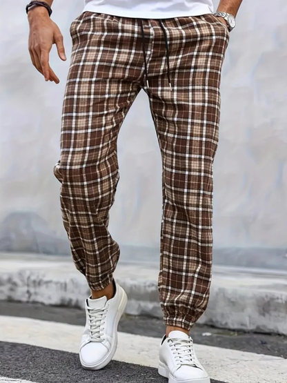 Ultra-soft flannel plaid joggers for men, offering maximum comfort and breathable casual wear.