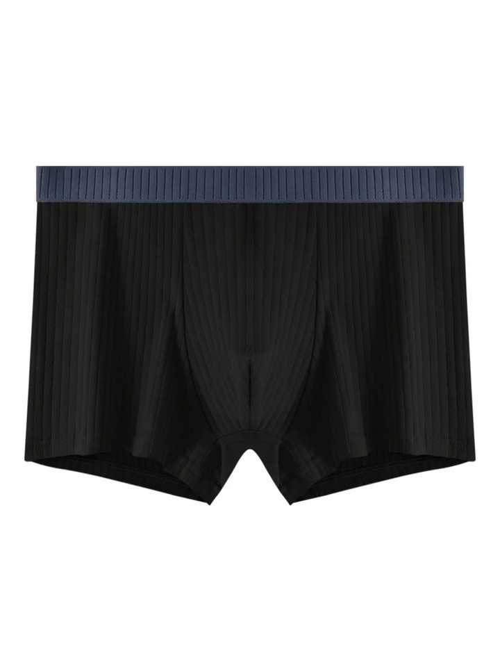 Man wearing comfortable ultra-soft ribbed modal boxer briefs, showing breathable and supportive fit.