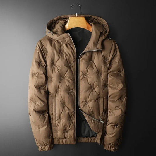 Men's ultra-warm quilted winter jacket, ideal for extreme cold weather.