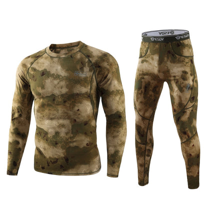 Neatly folded men's ultra-warm thermal underwear set, ready as winter essentials for cold weather adventures.