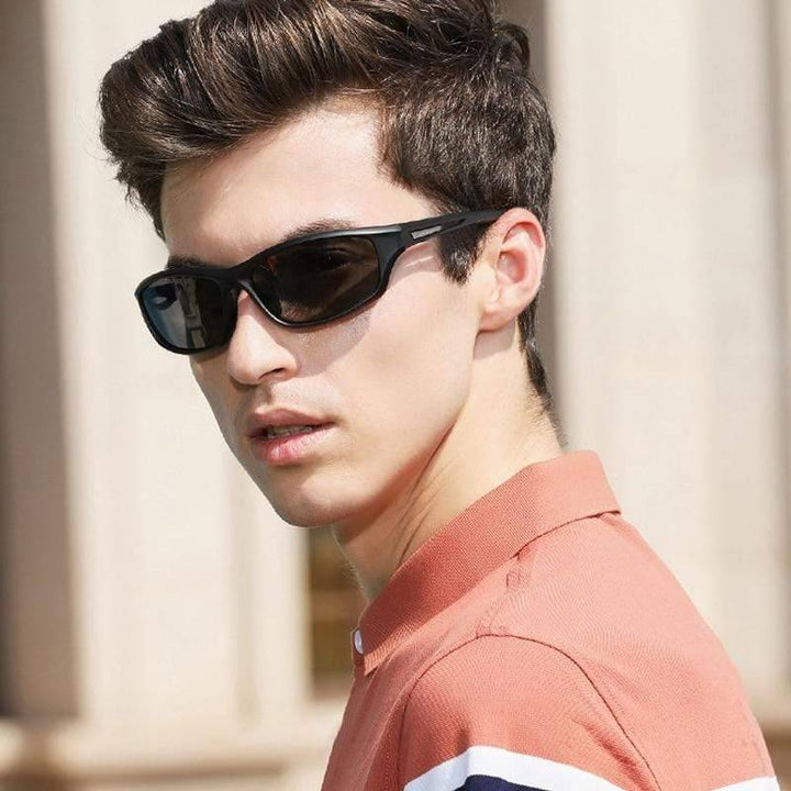 Black ultralight polarized sunglasses for men, offering UV400 protection and stylish outdoor eyewear.
