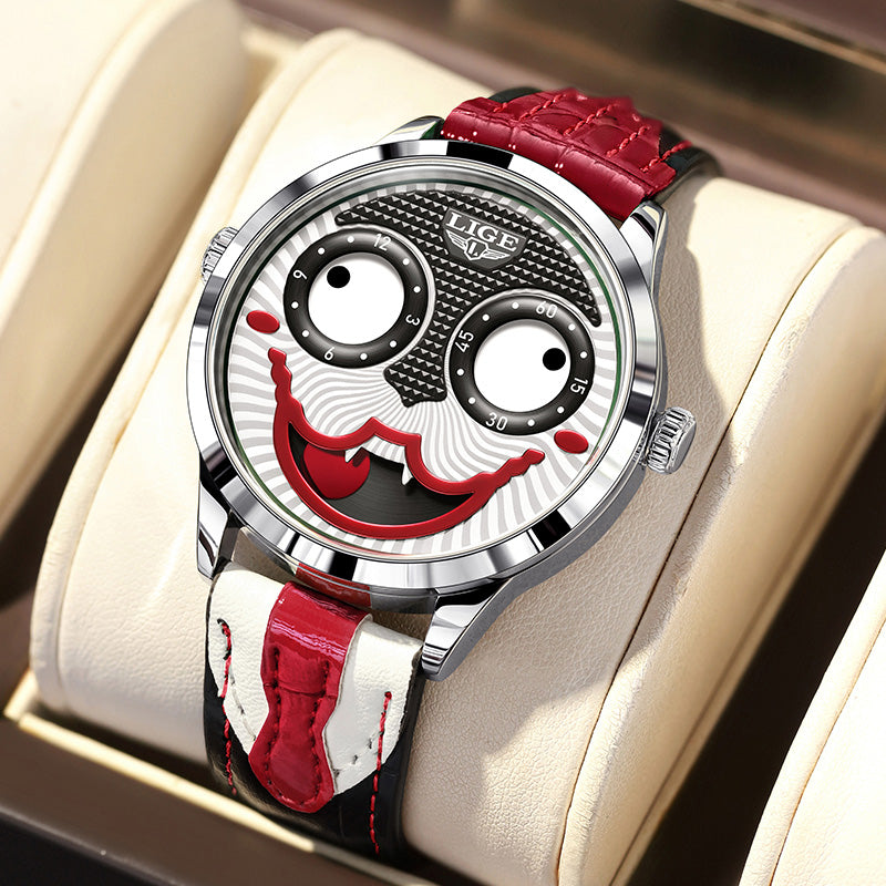 Elegant gift for men: bold chronograph watch with high-quality brown leather strap.
