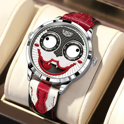 Elegant gift for men: bold chronograph watch with high-quality brown leather strap.