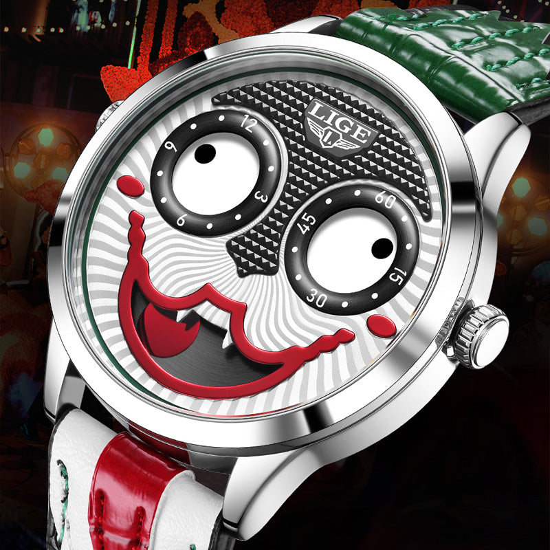 Unique men's statement watch, gift for him, bold design, premium leather strap.