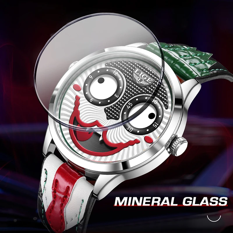 Side profile of a sophisticated men's chronograph watch, unique design & stainless steel case.