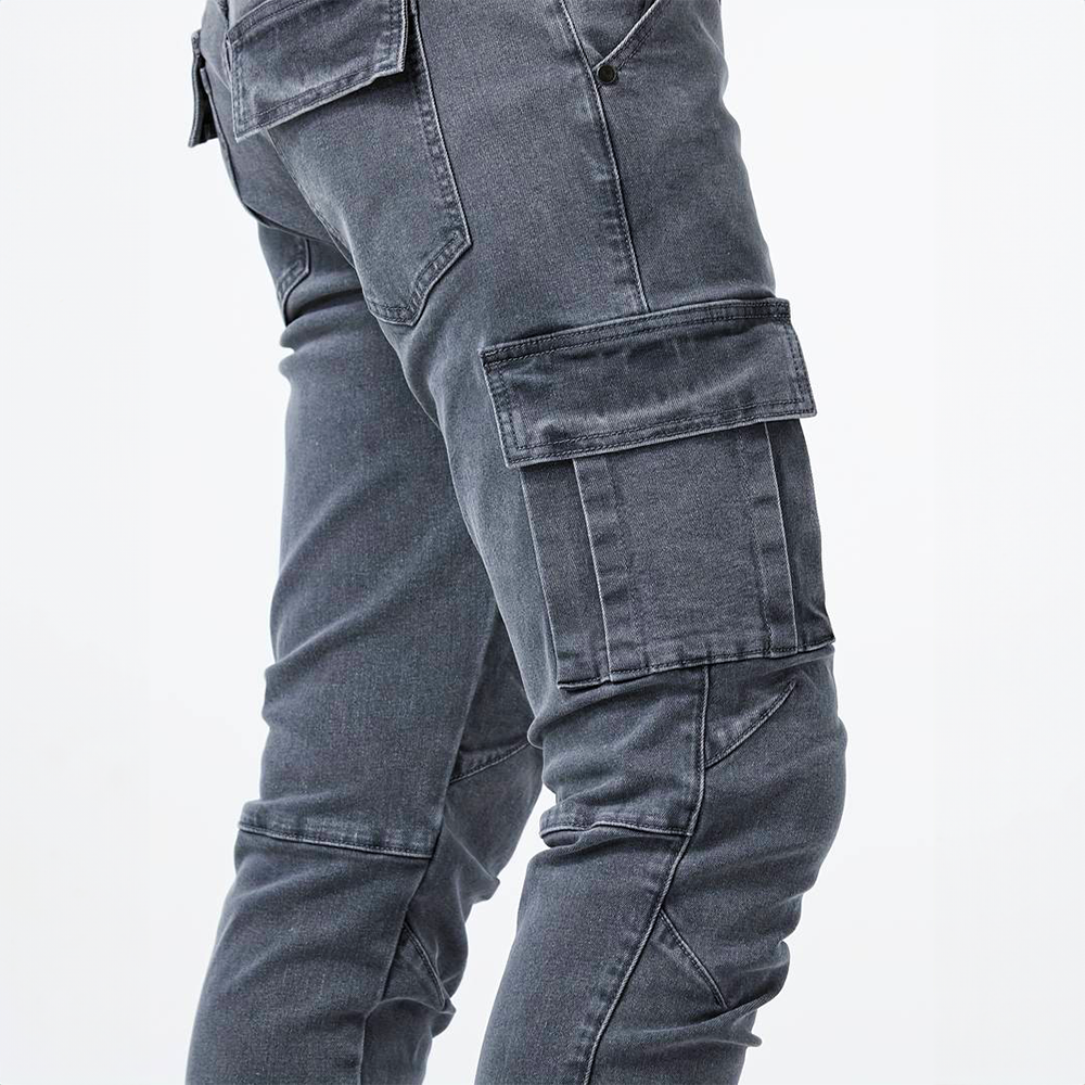 Comfortable Men's Urban Cargo Jeans in versatile design, ideal for men's casual wear & streetwear fashion.