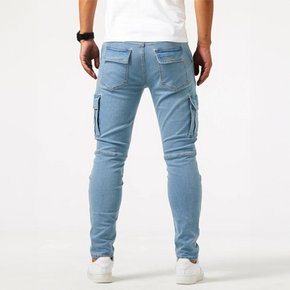 New Arrivals: Men's Urban Cargo Jeans, combining robust design with contemporary streetwear aesthetic.