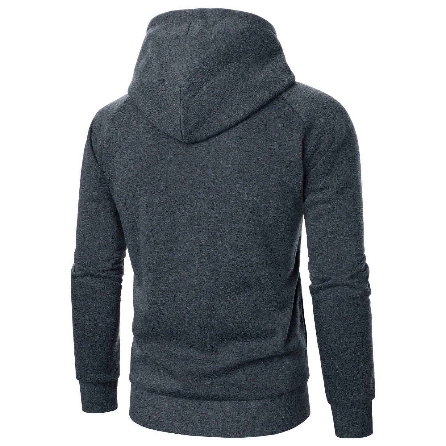 Comfortable men's crossover zip hoodie, designed for sleek urban style and modern minimalist fashion.