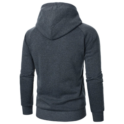 Comfortable men's crossover zip hoodie, designed for sleek urban style and modern minimalist fashion.