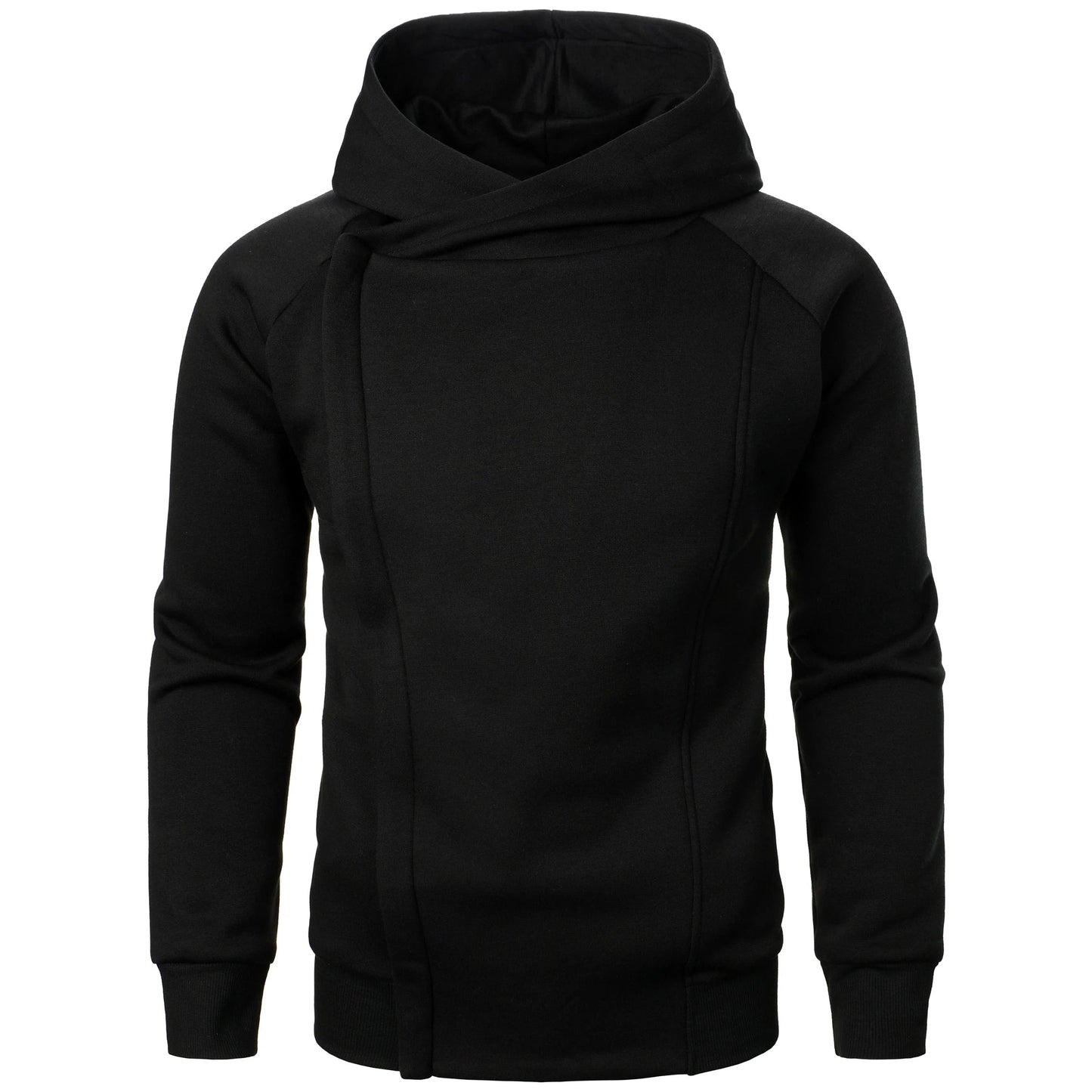 Modern men's urban crossover zip hoodie, delivering sleek minimalist fashion and comfortable streetwear.
