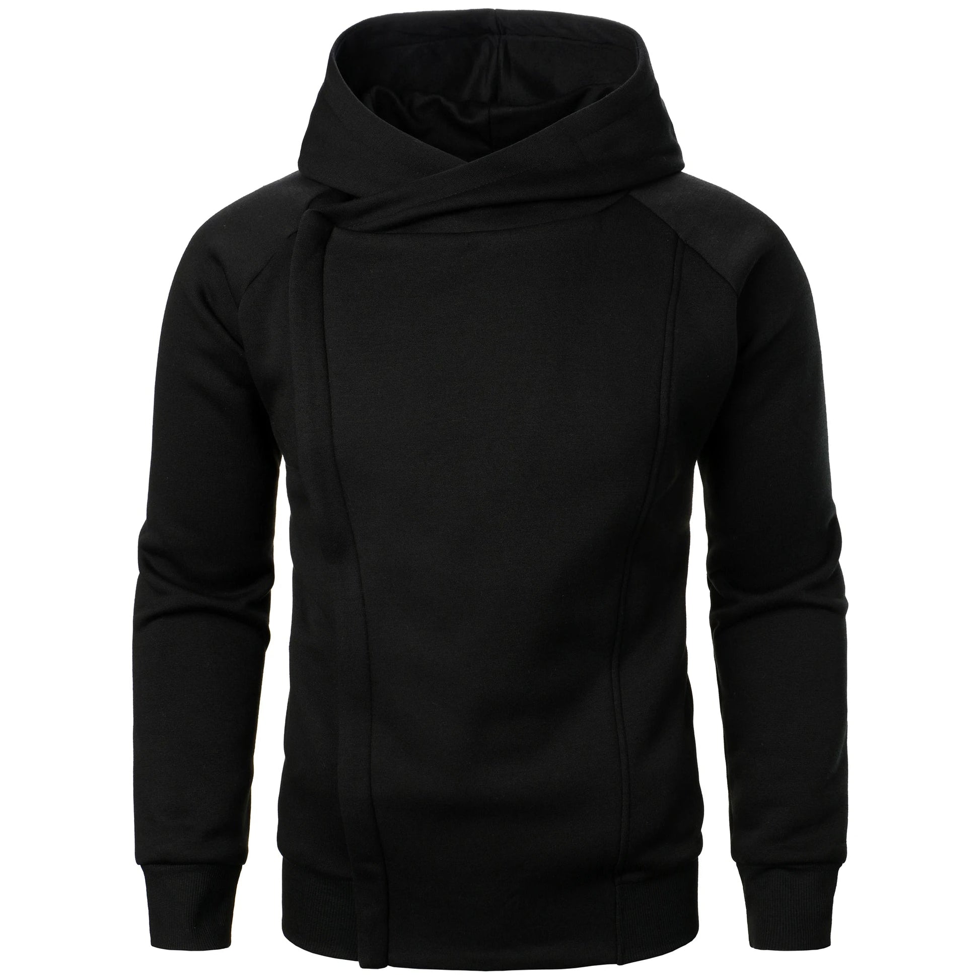 Modern men's urban crossover zip hoodie, delivering sleek minimalist fashion and comfortable streetwear.