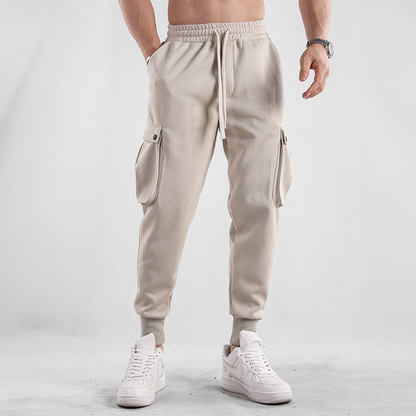 Men's Urban Flex Cargo Joggers in black, full front view, comfortable everyday wear.