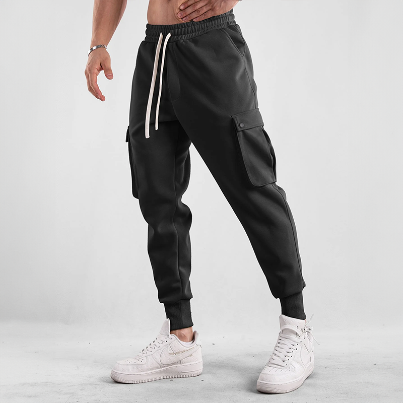 Detail of Urban Flex Cargo Joggers waistband with adjustable drawstring, ensuring a perfect comfort fit.