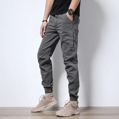 Urban style men's reinforced cargo joggers; durable, comfort fit, stretch pants, ideal for active & everyday wear.