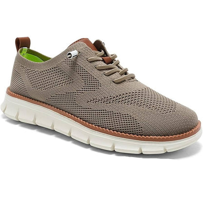 Khaki comfortable men's slip-on shoes, great for versatile urban looks.