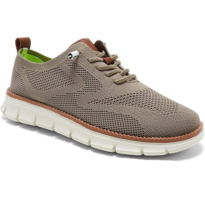 Khaki comfortable men's slip-on shoes, great for versatile urban looks.