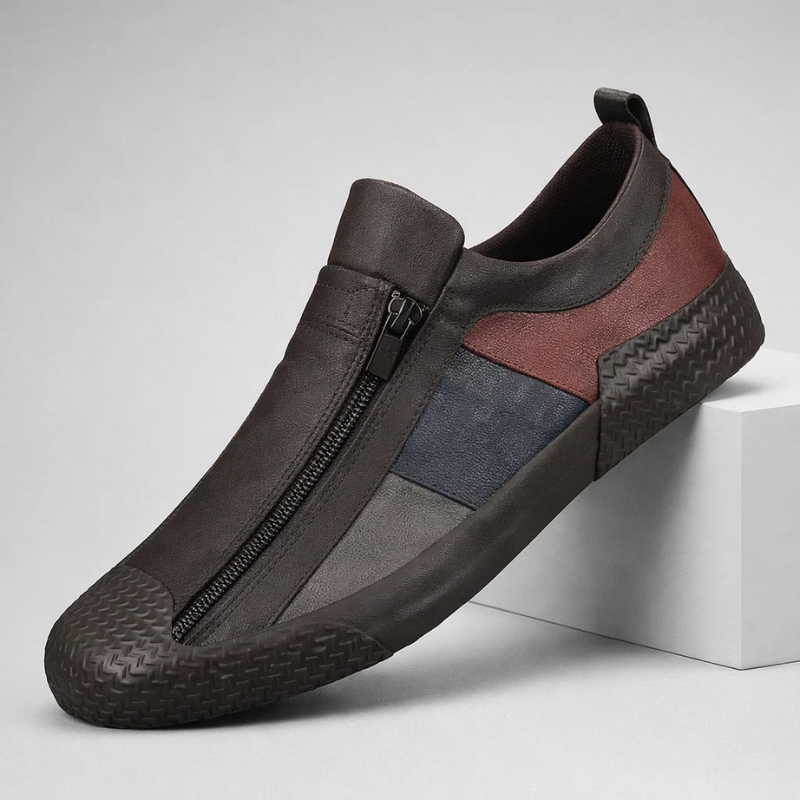 Stylish men's everyday sneakers, color block design, offering cushioned comfort for urban fashion.