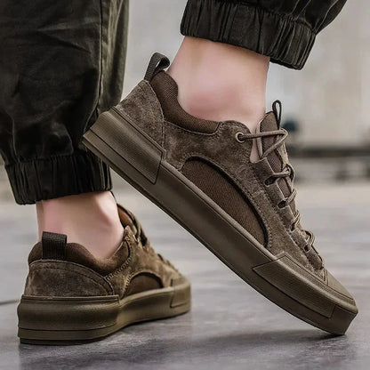 Men's everyday footwear: comfortable brown sneakers, UrbanEdge style, built for durability.