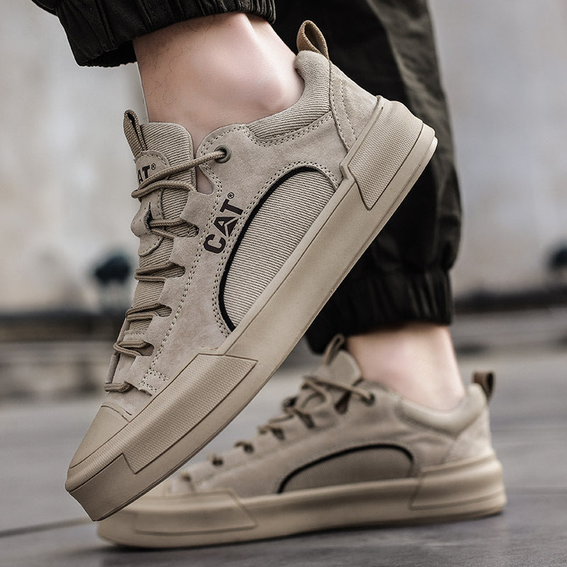 Urban style men's casual shoes, durable khaki comfort sneakers for daily wear.