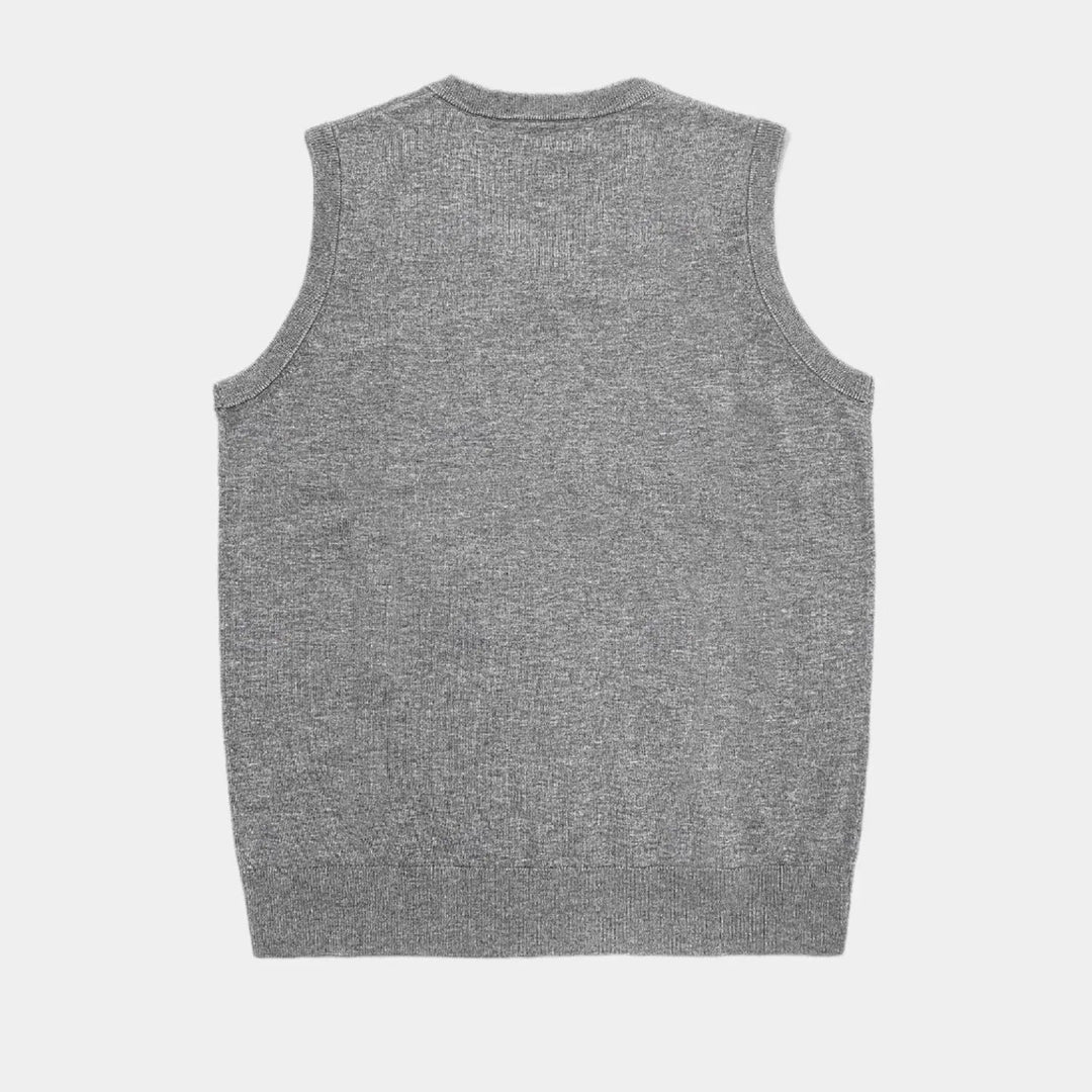 Men's V-Neck Knit Vest. Pullover style, designed for comfortable and stylish layering in any setting.