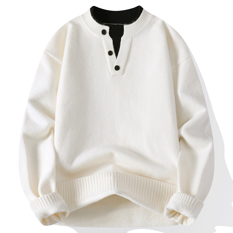 Comfortable v-neck men's pullover, a soft long sleeve sweater for casual wear. Relaxed fit for effortless style.