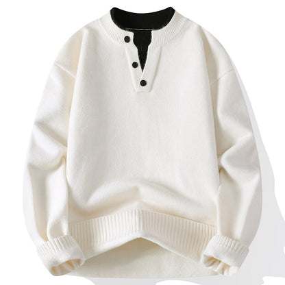 Comfortable v-neck men's pullover, a soft long sleeve sweater for casual wear. Relaxed fit for effortless style.