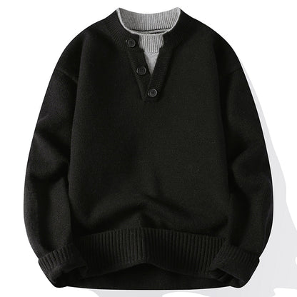 Versatile men's v-neck pullover sweater, ideal as a casual long sleeve layering top for streetwear & relaxed comfort.