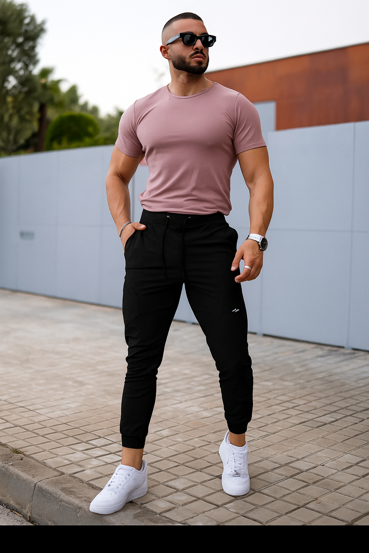 Grey Valenza men's performance joggers, suitable for gym wear & active lifestyle.