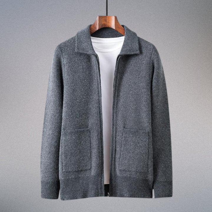 Versatile Men's Valero black cardigan. Essential knitwear for men's fashion & layering.