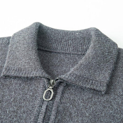 Modern Men's Valero gray cardigan. Premium knit sweater for contemporary men's clothing.