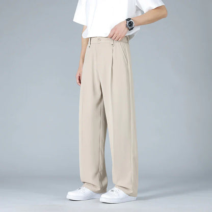 Men's Vallier relaxed fit dress trousers, pleated front, comfortable for modern workwear & everyday style.
